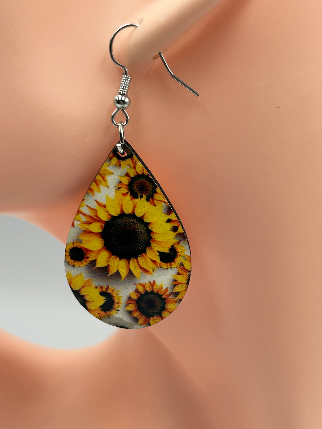 Sunflower Teardrop Earrings Floral Sublimation Earrings Lightweight Boho Jewelry