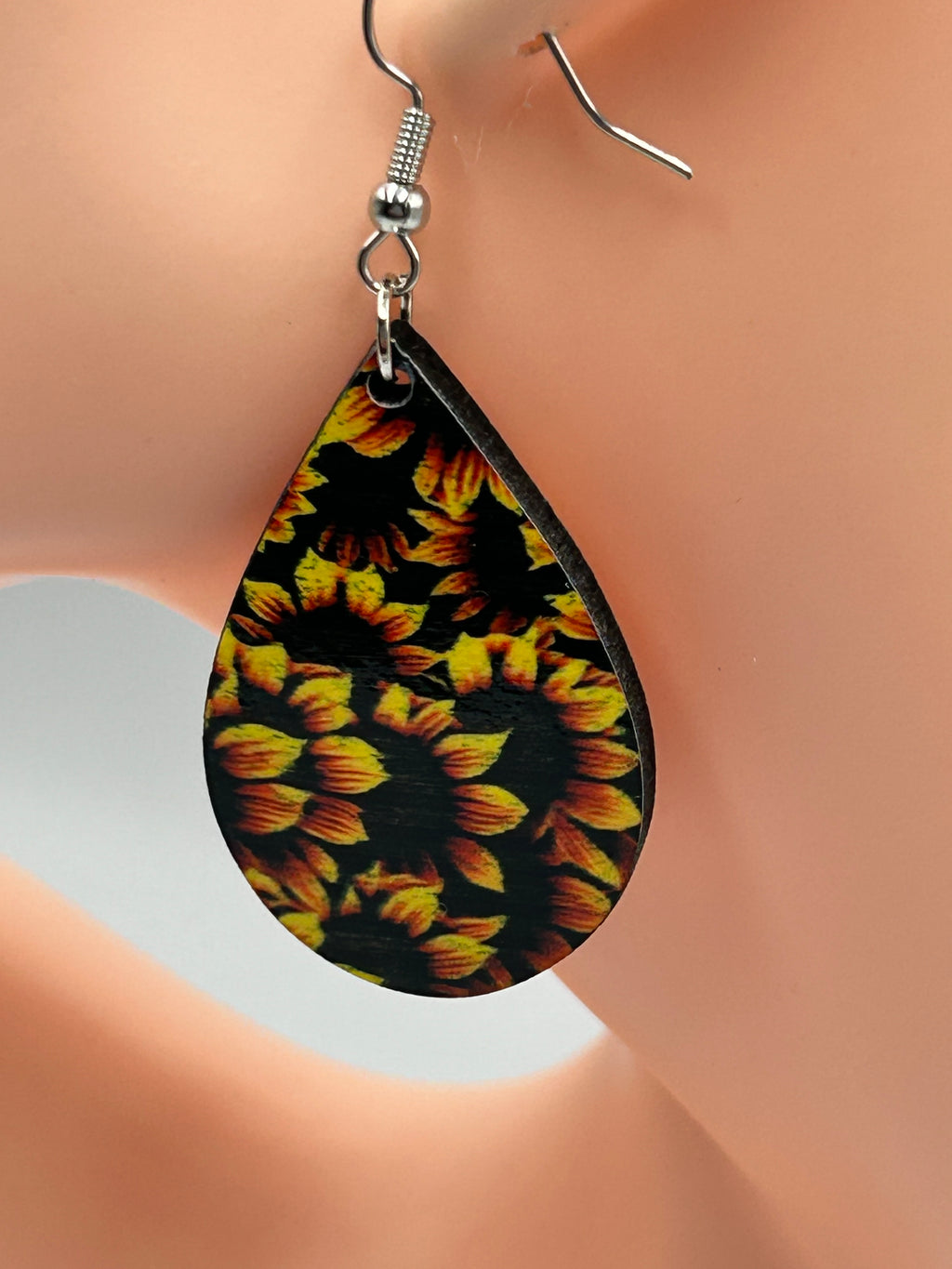 Sunflower Teardrop Earrings Floral Sublimation Earrings Lightweight Boho Jewelry