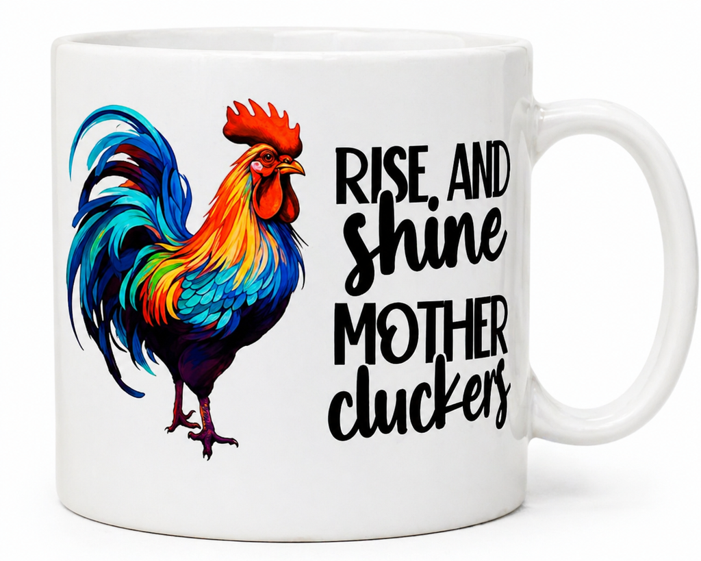 Rise and Shine Mother Clucker Funny Chicken Coffee Mug – Rooster Farmhouse Cup