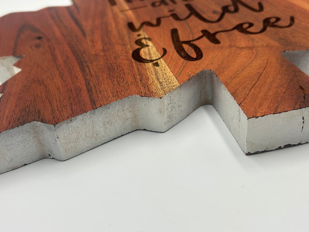 Maple Leaf Acacia Wood Cutting Board – Engraved Welcome Wall Décor – Reversible Charcuterie Board