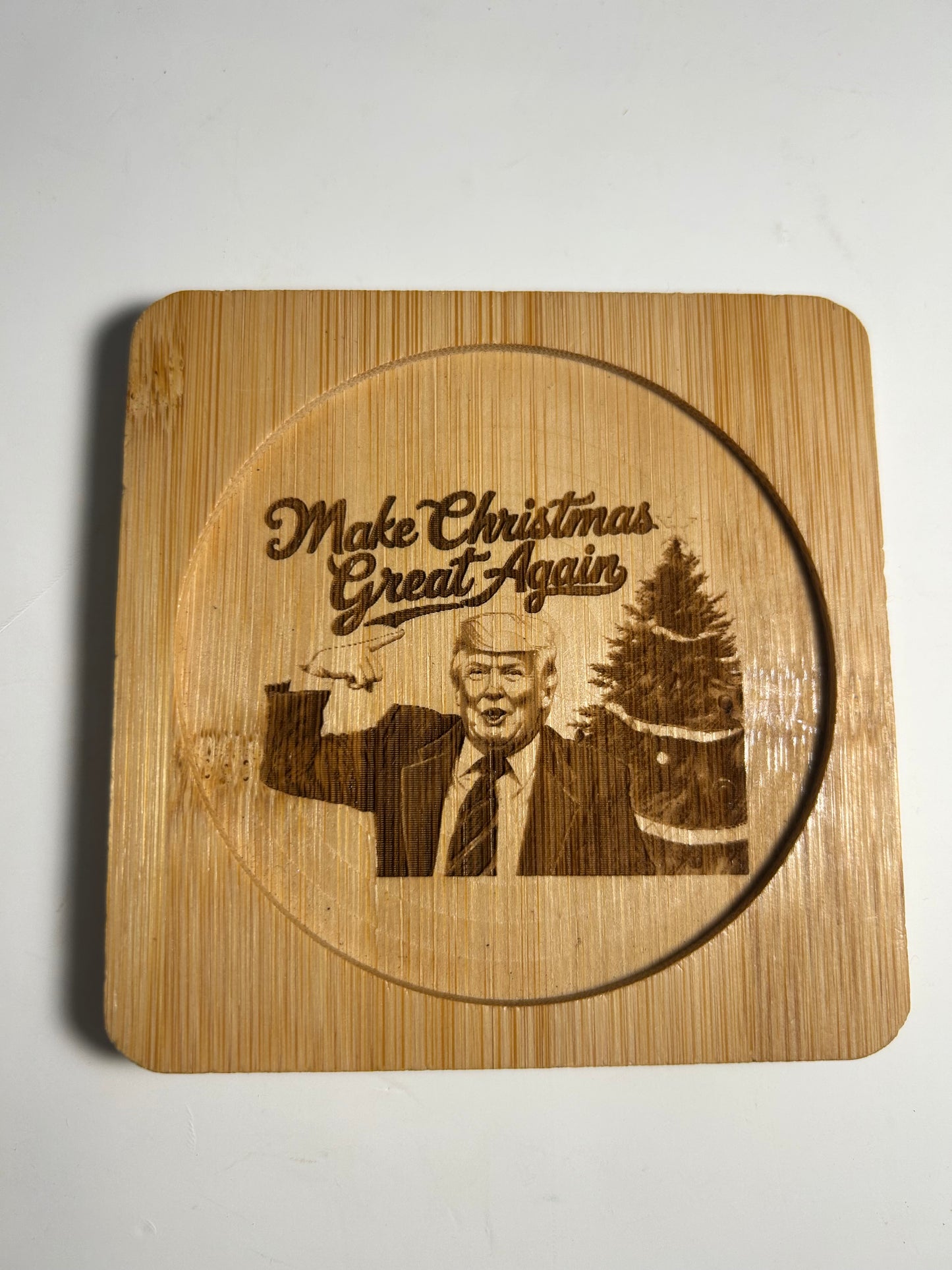 4X4 SQUARE BAMBOO LASER ENGRAVED COASTERS “Christmas Character” themed