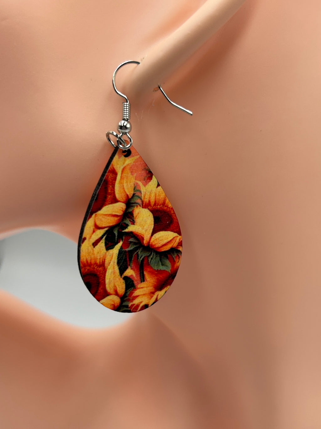 Sunflower Teardrop Earrings Floral Sublimation Earrings Lightweight Boho Jewelry