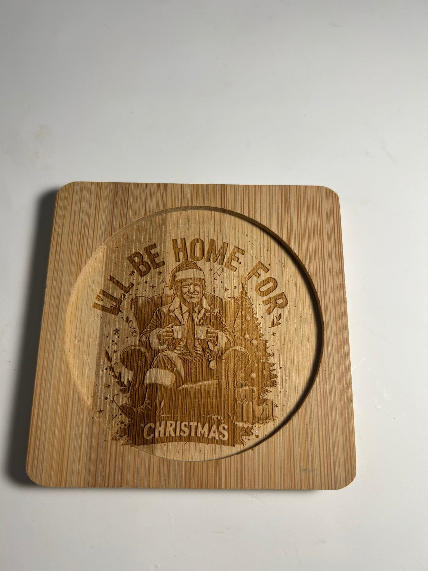 4X4 SQUARE BAMBOO LASER ENGRAVED COASTERS “Christmas Character” themed