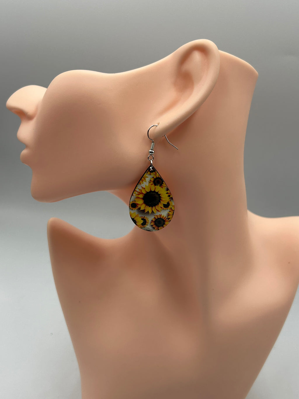 Sunflower Teardrop Earrings Floral Sublimation Earrings Lightweight Boho Jewelry