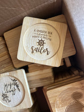 Load image into Gallery viewer, 4” Bamboo Coasters w/QUOTE
