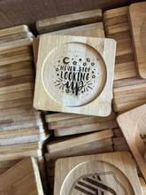 Load image into Gallery viewer, 4” Bamboo Coasters w/QUOTE
