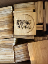 Load image into Gallery viewer, 4” Bamboo Coasters w/QUOTE
