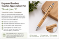 Personalized Engraved Bamboo Teacher Appreciation Pen – Custom Name Wooden Ballpoint Pen Gift for Teacher, Coworker, Student | Mad Jan’s