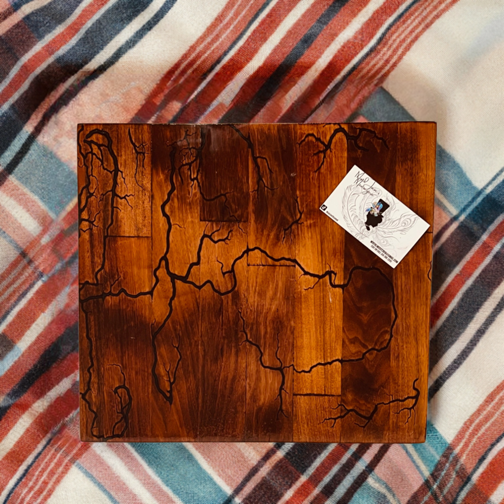 Fractal Burn Wood Charcuterie Board – Lightning Pattern Serving Board | Mad Jan’s