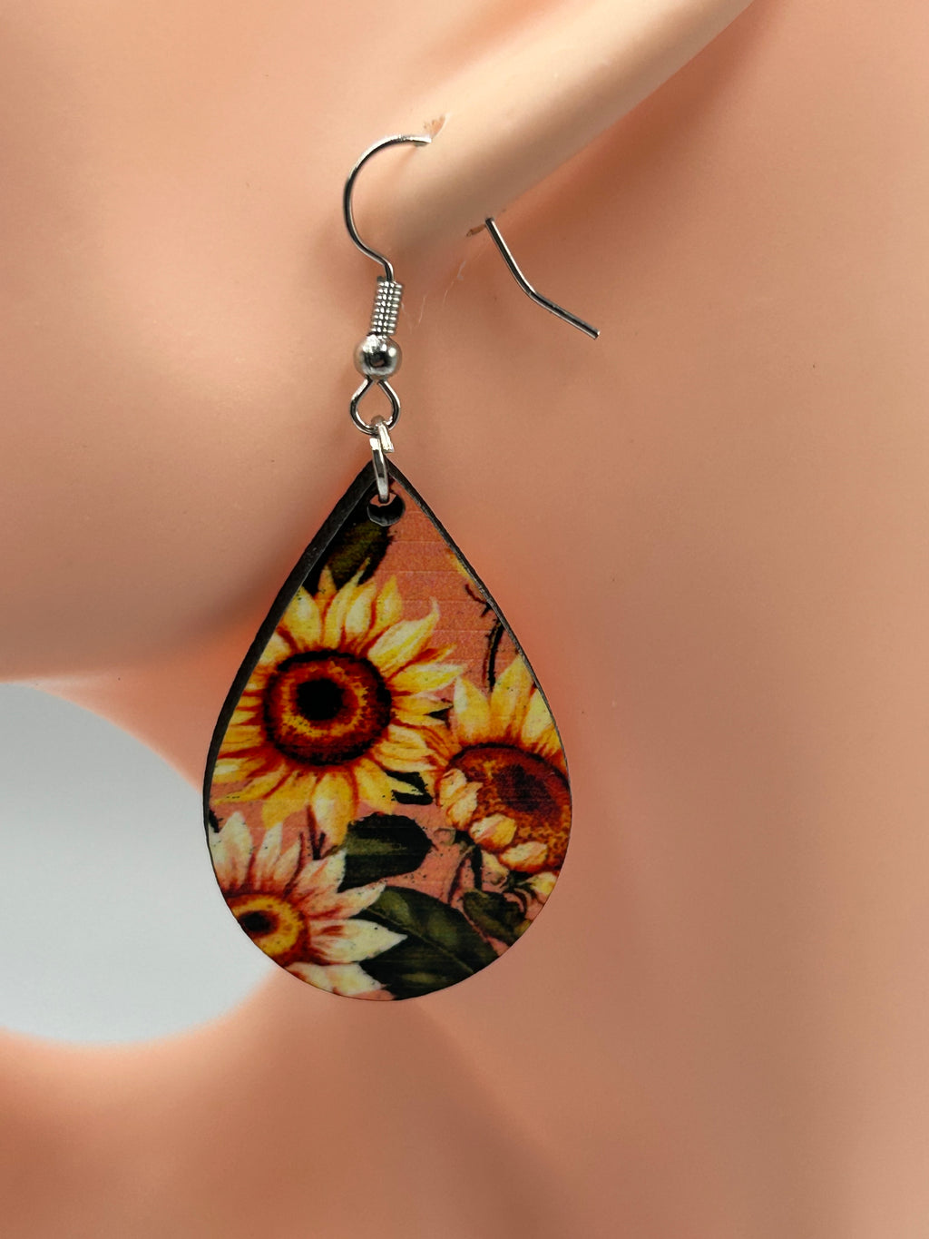 Sunflower Teardrop Earrings Floral Sublimation Earrings Lightweight Boho Jewelry