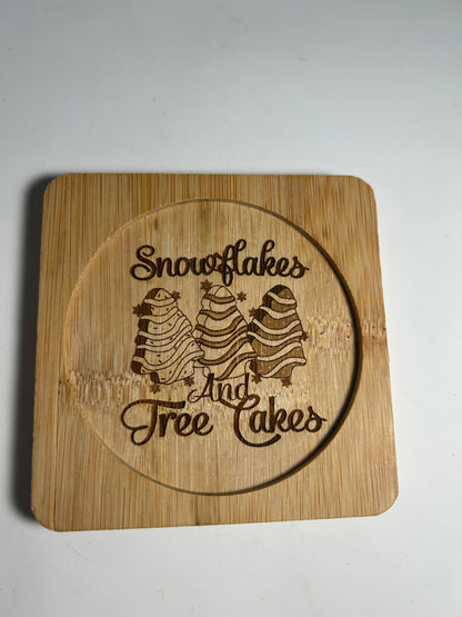 4X4 SQUARE BAMBOO LASER ENGRAVED COASTERS “Christmas Character” themed