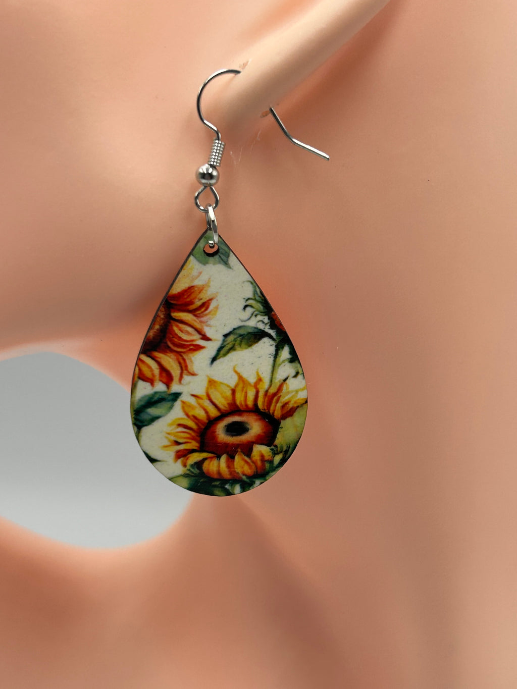 Sunflower Teardrop Earrings Floral Sublimation Earrings Lightweight Boho Jewelry
