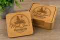 Custom Logo Coasters Set of 4 – Engraved Bamboo Business Coasters | Mad Jan’s