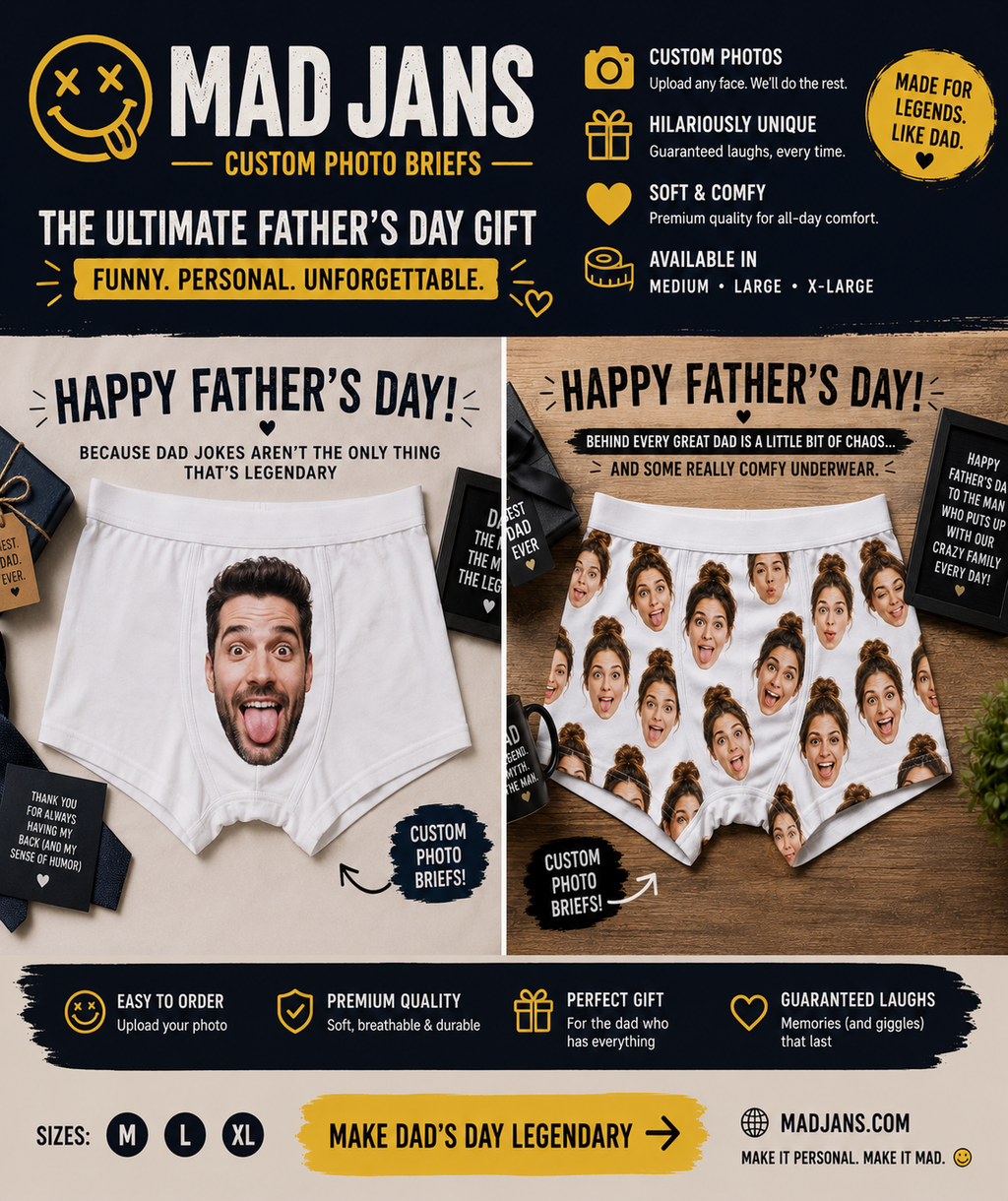 Funny Custom Face Boxer Briefs for Men – Personalized Photo Underwear Gift for Him – Mad Jan’s