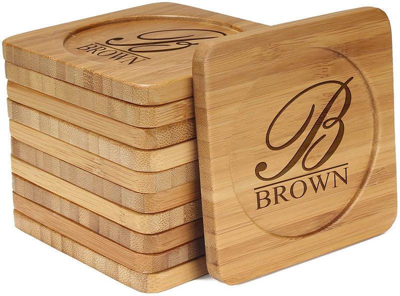 Personalized Wedding Coasters Set of 4 | Last Name & Wedding Date | Custom Engraved Gift | Mad Jan’s