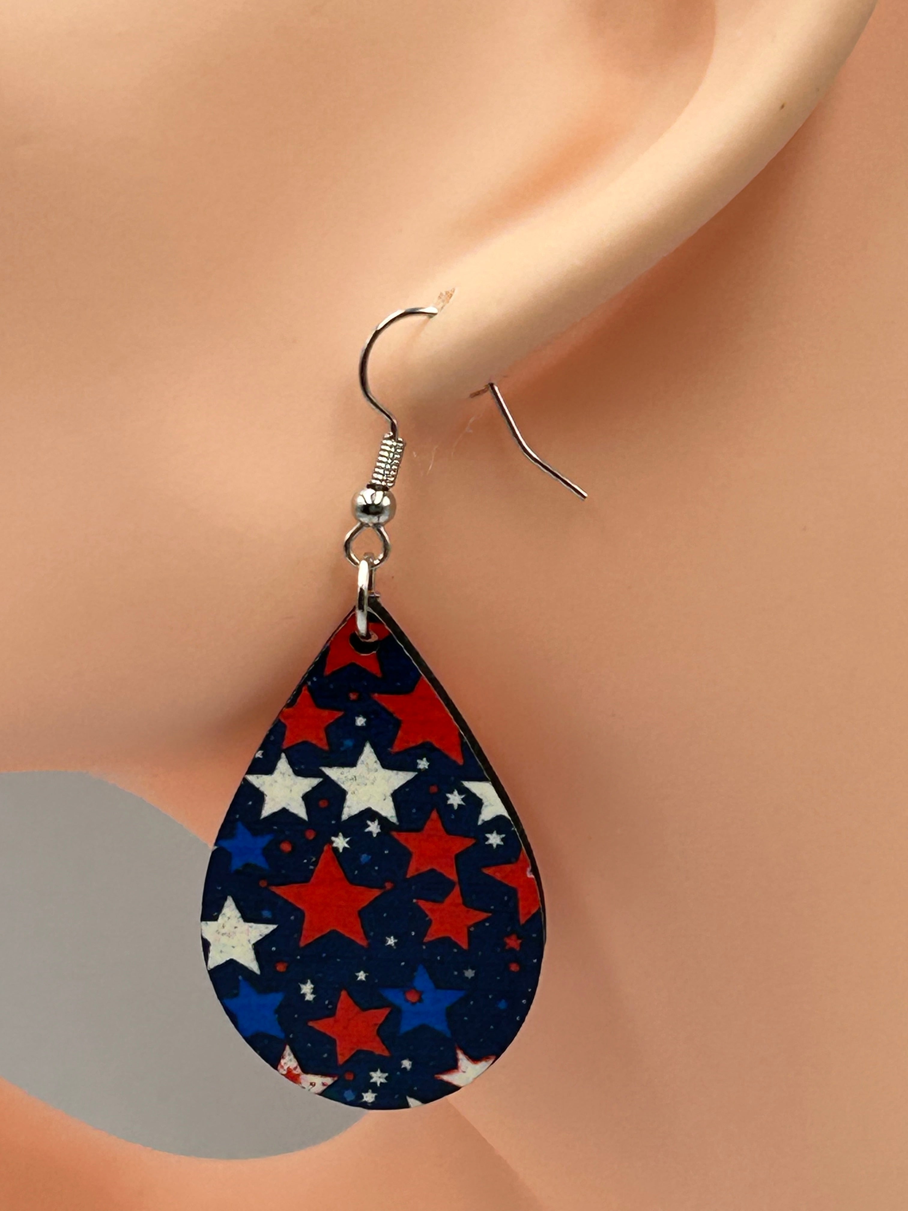 Fourth of July Earrings – Patriotic Red White Blue Statement Earrings | Mad Jan’s Menagerie