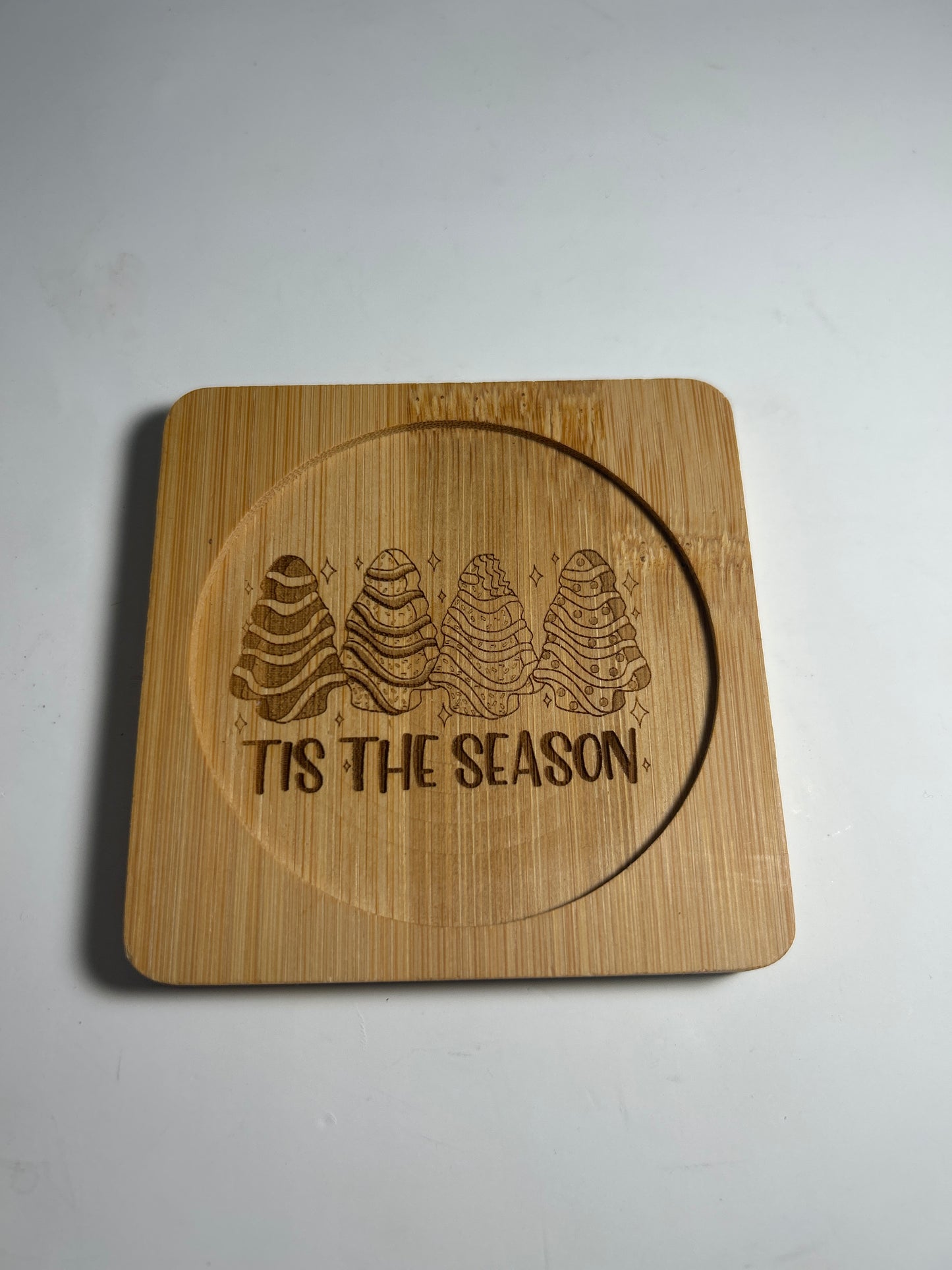 4X4 SQUARE BAMBOO LASER ENGRAVED COASTERS “Christmas Character” themed