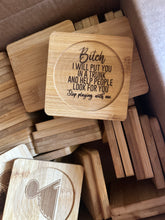 Load image into Gallery viewer, 4” Bamboo Coasters w/QUOTE
