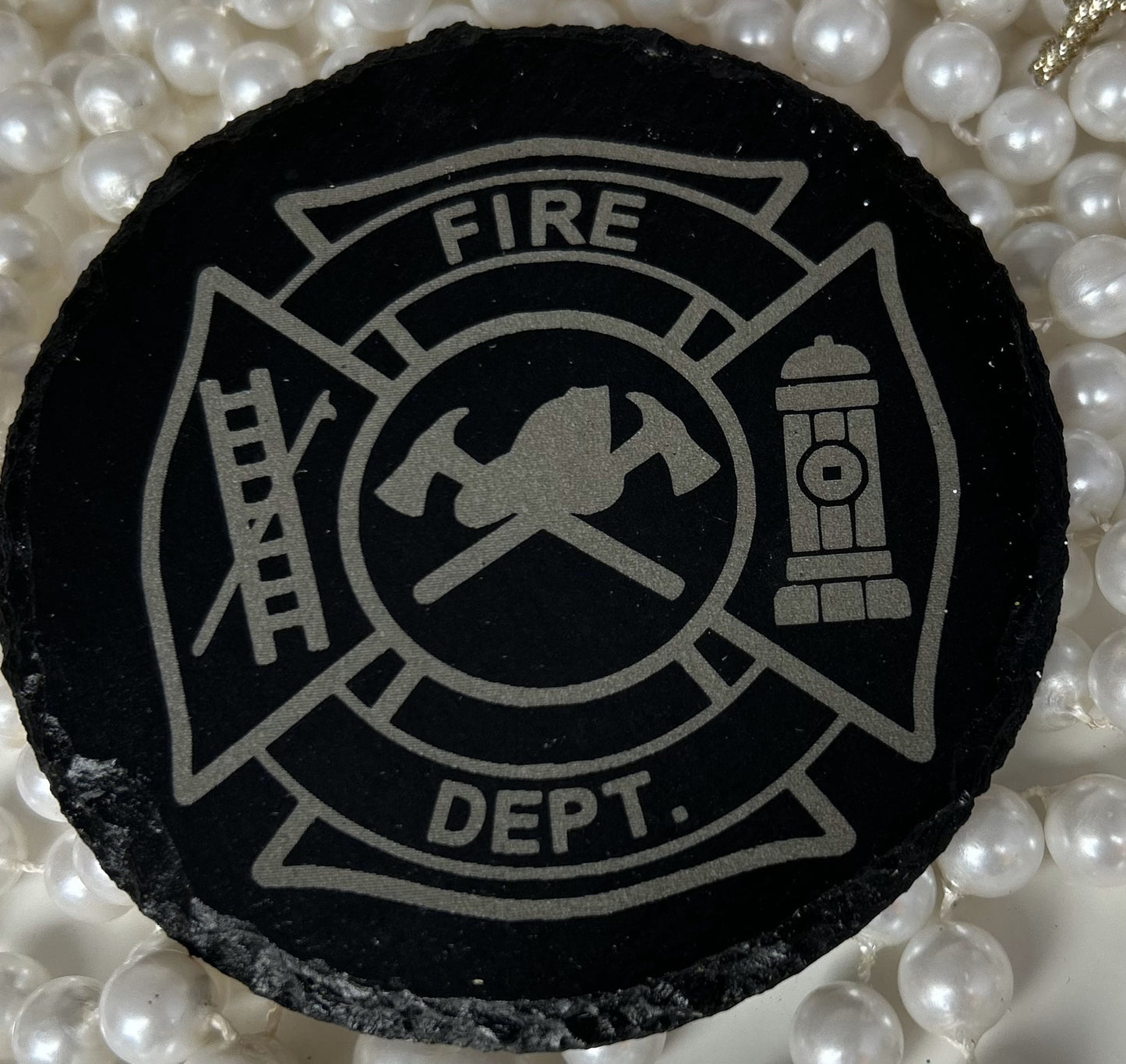 4X4 ROUND/SLATE COASTERS "First Responder Themed"