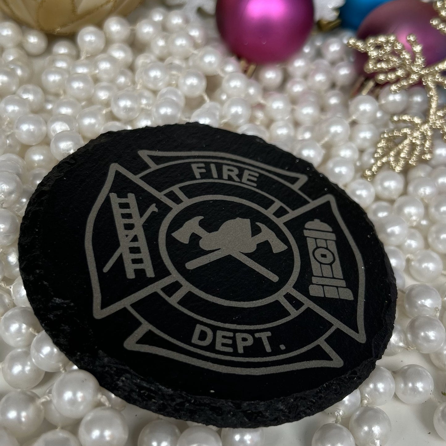 4X4 ROUND/SLATE COASTERS "First Responder Themed"