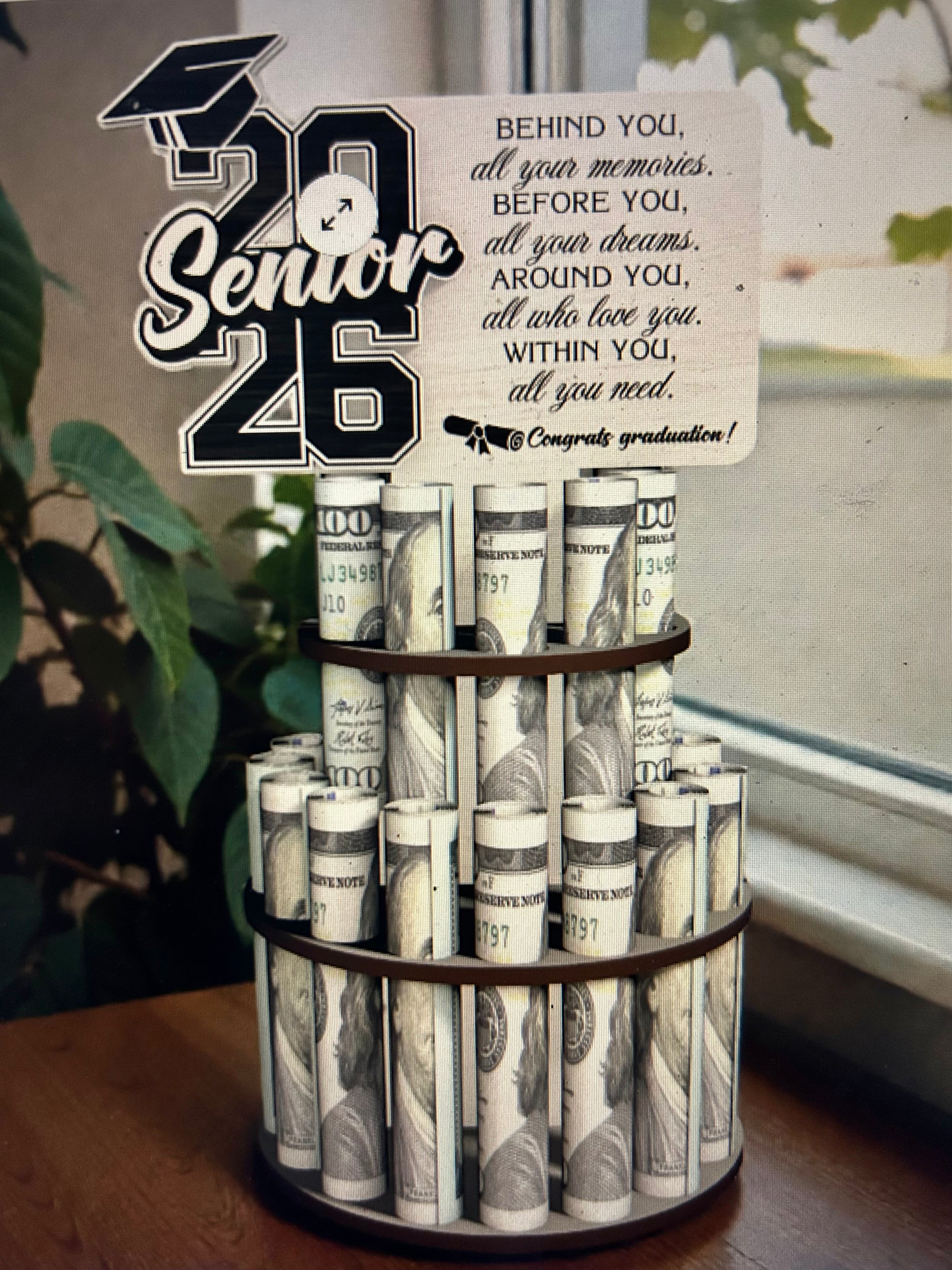 Custom Graduation Money Tower Gift Personalized Cash Holder Name & Year | Mad Jan’s