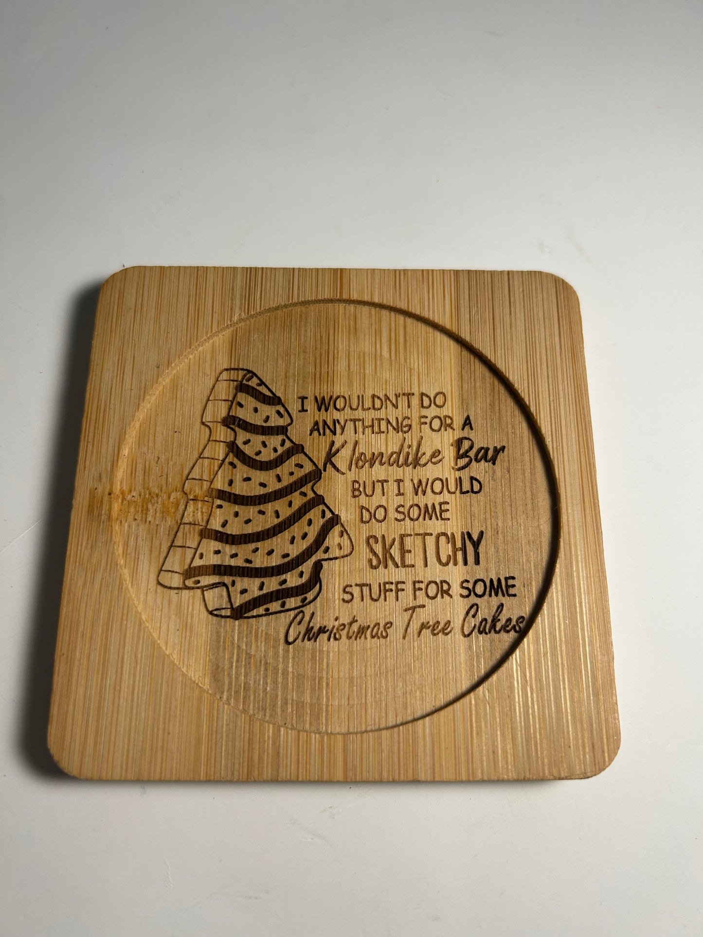 4X4 SQUARE BAMBOO LASER ENGRAVED COASTERS “Christmas Character” themed