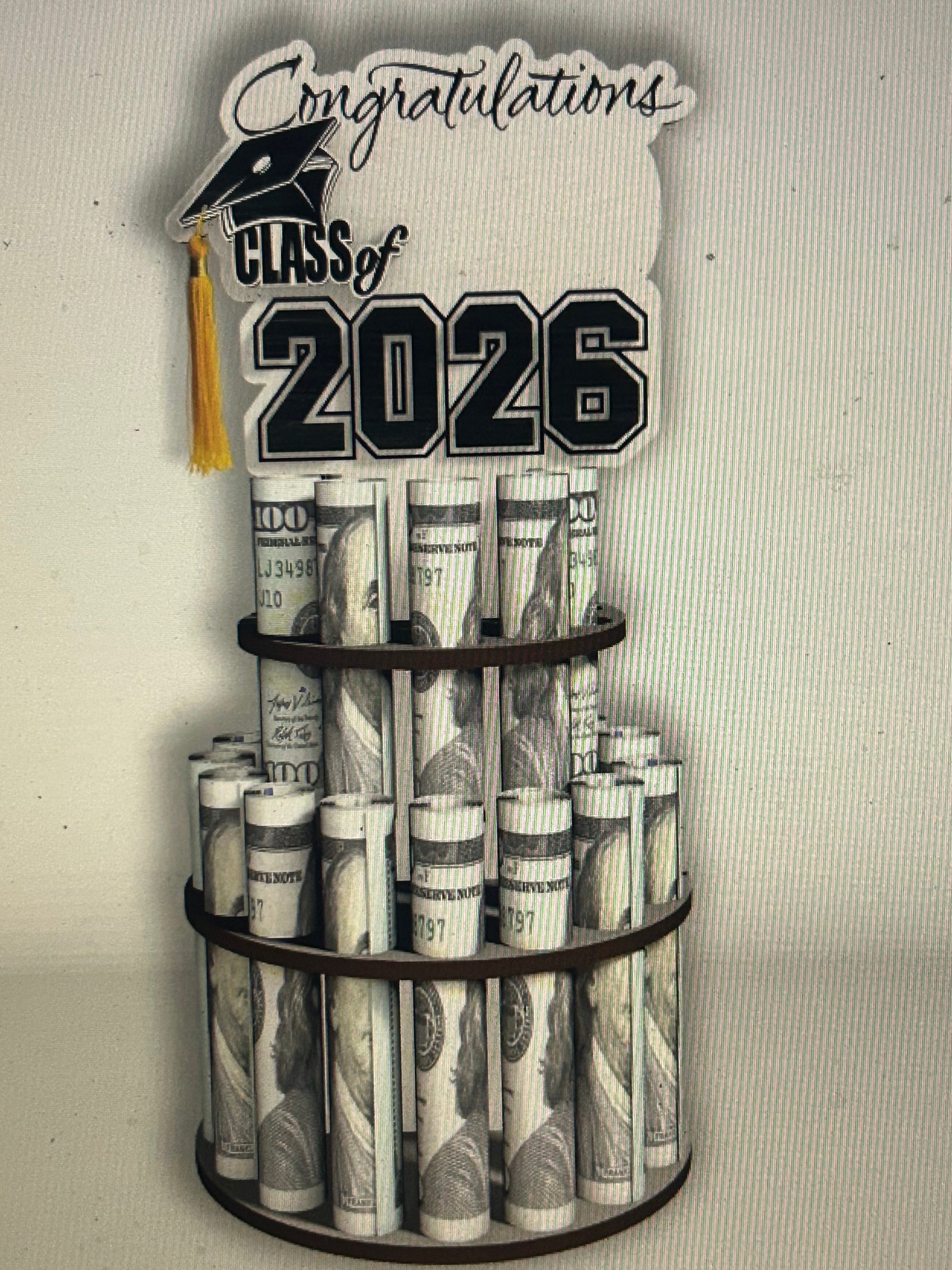 Custom Graduation Money Tower Gift Personalized Cash Holder Name & Year | Mad Jan’s