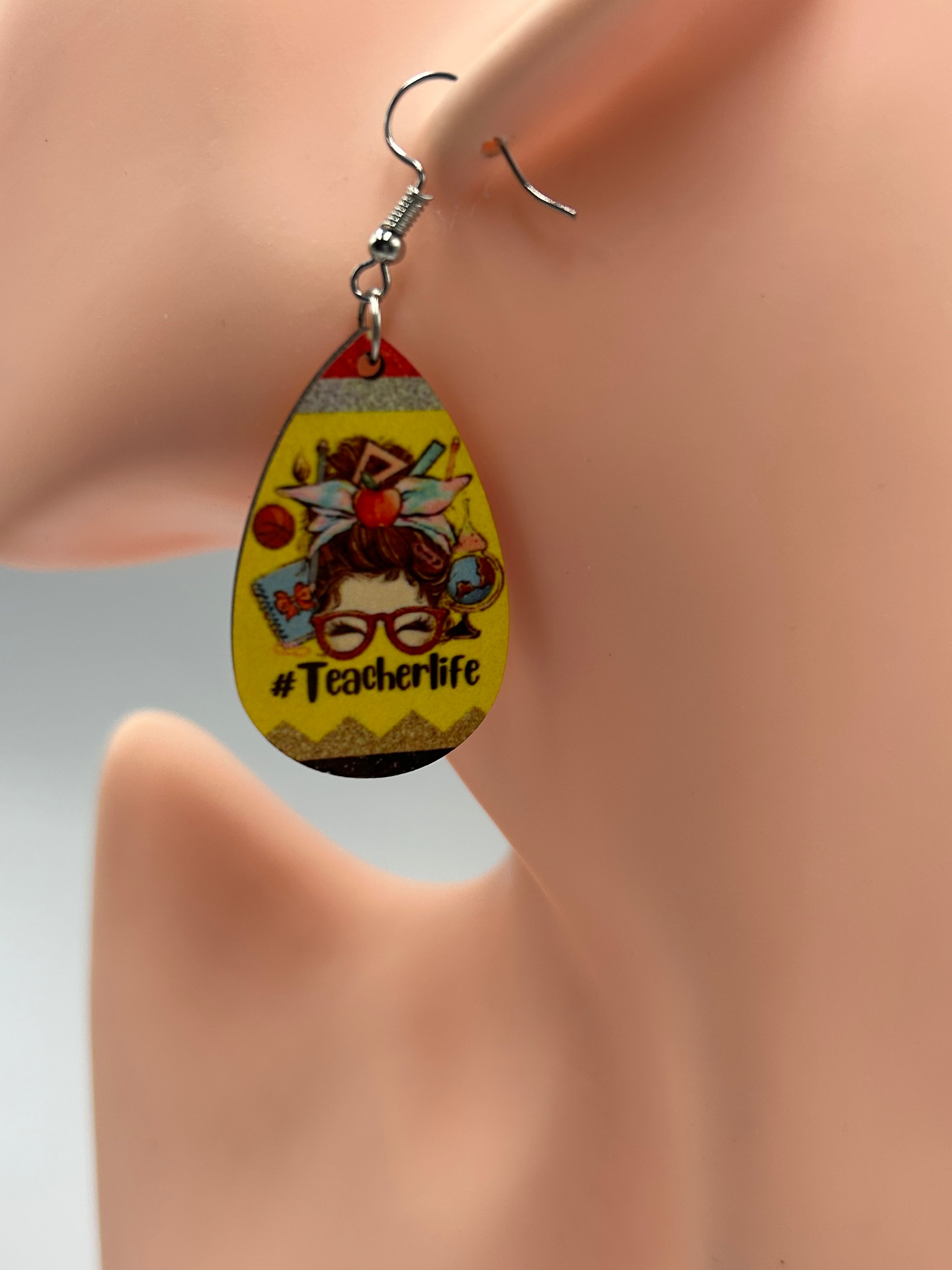 Teacher Life Teardrop Earrings – Cute Lightweight Teacher Gift Jewelry | Mad Jan’s