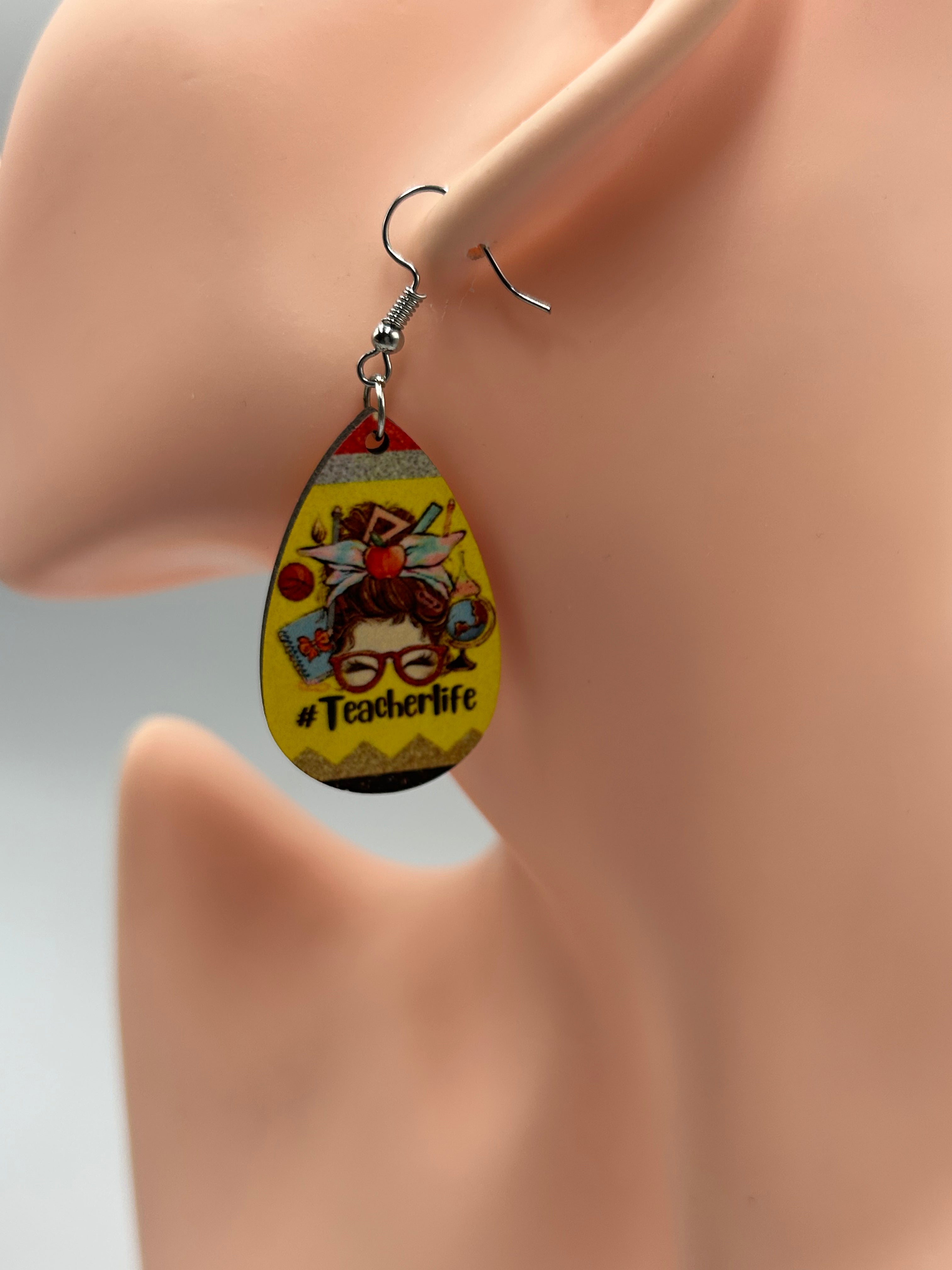 Teacher Life Teardrop Earrings – Cute Lightweight Teacher Gift Jewelry | Mad Jan’s