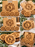 The Mad COMBO Gift Set | Personalized 11x9 Decor Board & Monogram Coasters Set | Floral Wreath Custom Wedding Gift | Mad Jan’s
