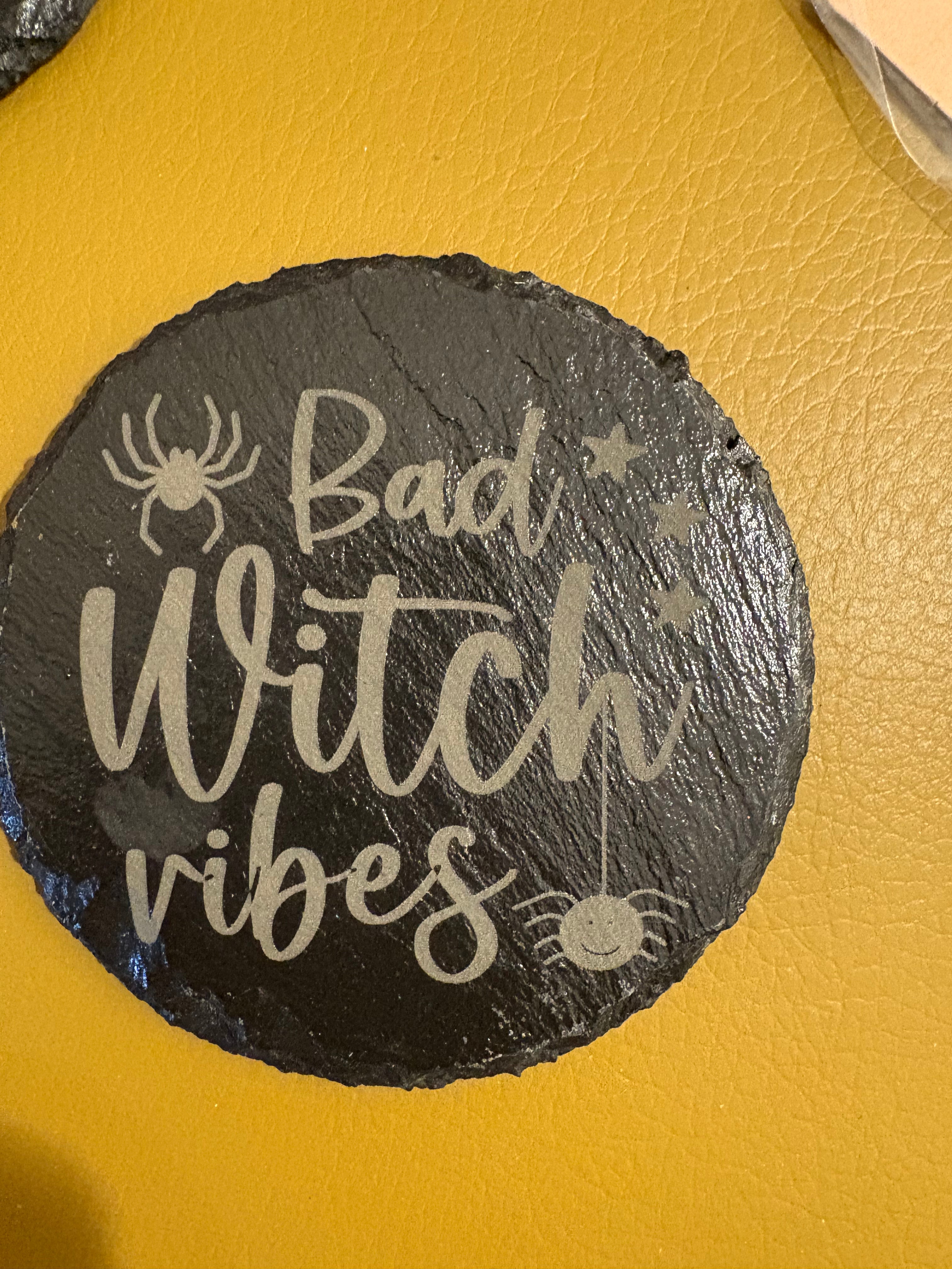 Halloween Engraved Slate Coasters – 3.5” x 4” | Limited Edition | Mad Jan’s Menagerie