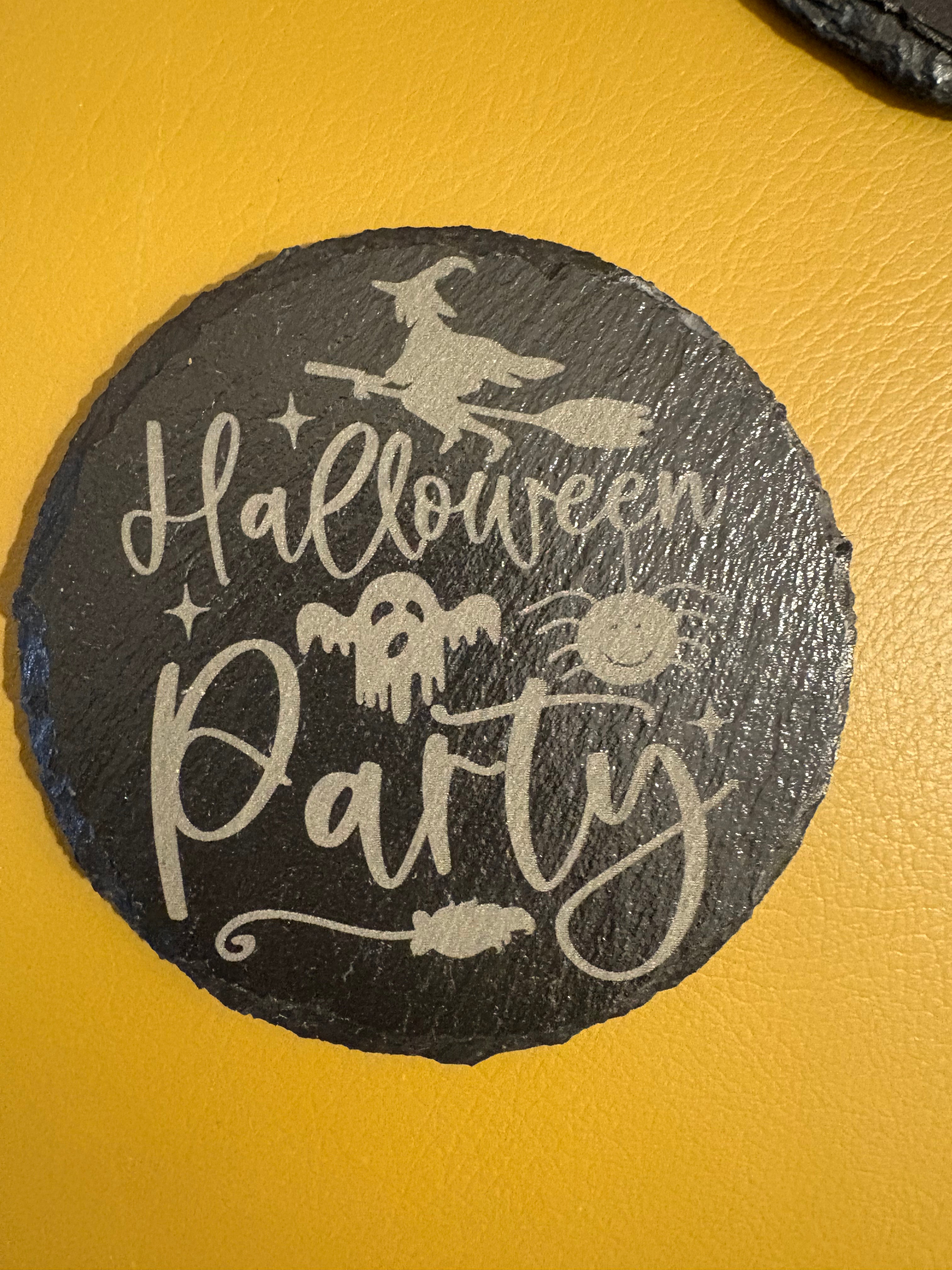 Halloween Engraved Slate Coasters – 3.5” x 4” | Limited Edition | Mad Jan’s Menagerie