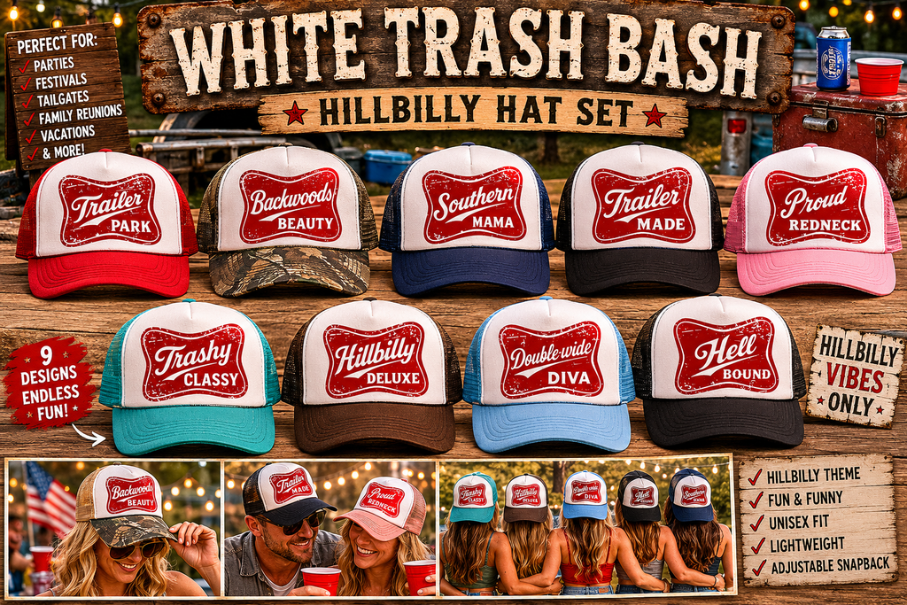 White Trash Bash Matching Party Hats | Hillbilly Theme Collection