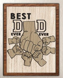 Personalized Dad Fist Bump Wood Sign – Best Friends for Life Father’s Day Gift – Laser Engraved Family Plaque – Mad Jan’s
