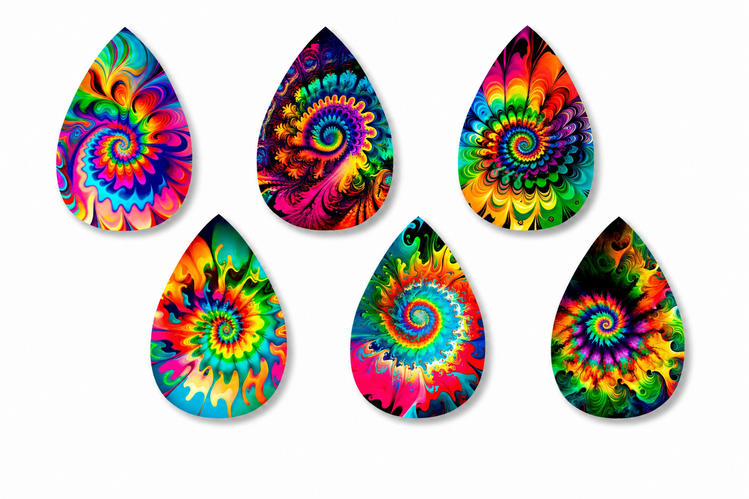 Psychedelic Tear Drop Earrings Collection – Colorful Boho Statement Earrings Lightweight Festival Jewelry | Mad Jan’s
